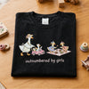 Black Goose Life Tee With Playful Family Scene Embroidery