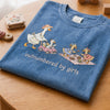 Blue Vintage Wash Tee With Picnic Goose Family Design