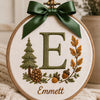 Personalized Forest Initial Ornament With Pine Tree And Acorns