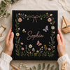 Black floral baby album personalized with Sophia name