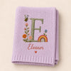 Purple Personalized Baby Blanket With Initial E Bee And Rainbow