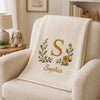 Personalized Cream Blanket With Floral Initial S And Sophia