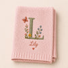 Pink Baby Blanket With Butterfly Initial L And Lily