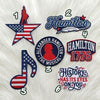 Six Numbered Hamilton Musical Embroidered Patch Options