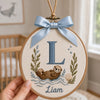Custom Baby Otter Ornament With Initial And Blue Bow