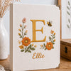 Beige Fabric Album Embroidered With Letter E Name Ellie