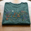Folded Moss Joyful Resistance Tee With Colorful Botanical Design