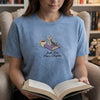 Cozy Reader Wearing Mineral Wash T-Shirt