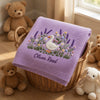 Purple Oliver Reed Goose Blanket Displayed In Wicker Basket