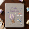 Gray Explorer Notebook Featuring Bear And Airplane Embroidery
