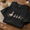 Folded Black Mineral Wash Shirt With Floral Goose Embroidery
