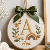 Custom Rainbow Initial Ornament With Wildflower Embroidery
