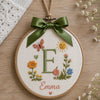 Personalized Floral Initial Ornament With Butterfly And Sun