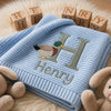 Light Blue Customized Mallard Duck Knit Baby Blanket