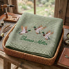 Mallard Embroidered Blanket In Wicker Basket