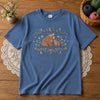 Blue Washed Tee Displayed Flat With Bear Embroidery