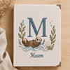 Beige Fabric Photo Album Embroidered With Sea Otter Mason