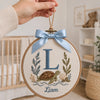 Custom Turtle Name Ornament With Blue Bow And Initial