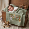 Mung Bean Safari Baby Blanket In Wooden Crate