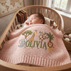 Pink Safari Baby Blanket In Crib