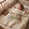 Cream Safari Baby Blanket In Crib
