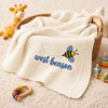 Cream Personalized Baby Blanket Flat Lay Display