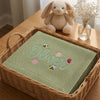 Mung Bean Embroidered Bee Baby Blanket Flat Lay