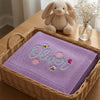Purple Knit Baby Blanket With Bee Embroidery