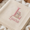 Cream Monogram Bunny Blanket With Custom Embroidered Baby Name