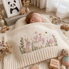 Cream Bunny Lovey Blanket With Sleeping Baby