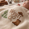 Cream Cowboy Baby Blanket With Sleeping Baby