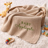 Beige Personalized Baby Blanket In Woven Basket