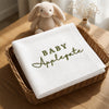 White Personalized Baby Blanket Folded In Basket