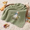 Muung Bean Knit Baby Blanket With Embroidered Duck Name
