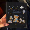 Handheld Black Lucas Notebook With Embroidered Childhood Toys