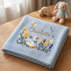 Folded Blue Embroidered Baby Blanket