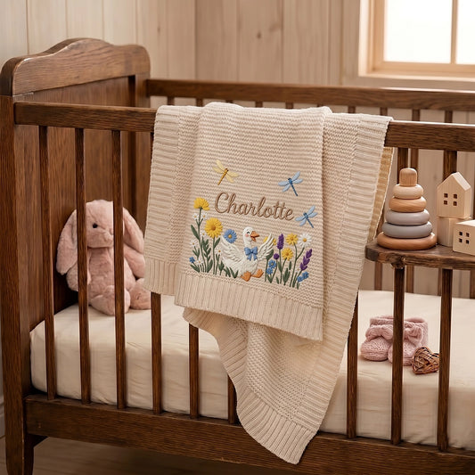 Personalized Goose Blanket On Nursery Crib