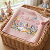 Pink Goose Blanket In Wicker Basket