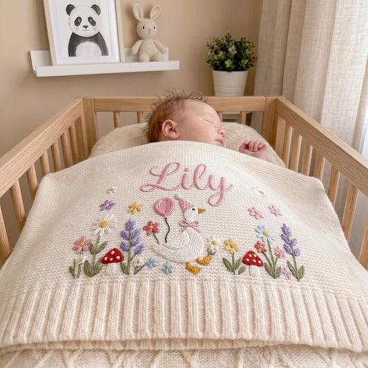 Baby Sleeping With Goose Blanket