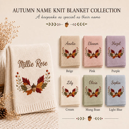 Personalized Autumn Name Blanket In Six Cozy Colors