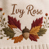 Closeup Personalized Autumn Leaf And Acorn Embroidery Detail