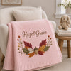 Pink Personalized Autumn Acorn Embroidered Name Blanket