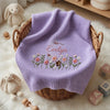 Sage Personalized Evelyn Floral Knit Blanket In Wicker Basket