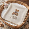 Cream Teddy Bear Baby Blanket In Basket