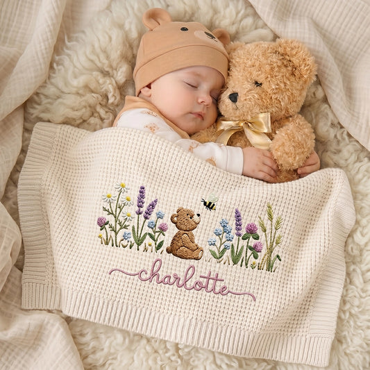Baby Sleeping With Teddy Bear Blanket