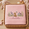 Pink Teddy Bear Blanket In Wicker Basket