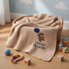 Beige Baby Blanket With Embroidered Name