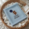 Light Blue Personalized Baby Blanket In Basket