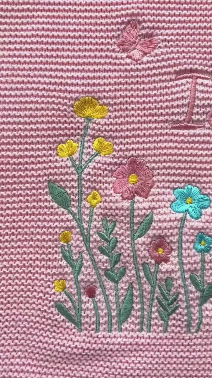 Video Wildflower Personalized Name Baby Blanket