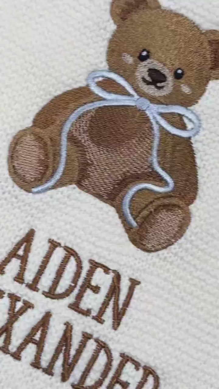 Video Personalized Teddy Bear Lovey Blanket